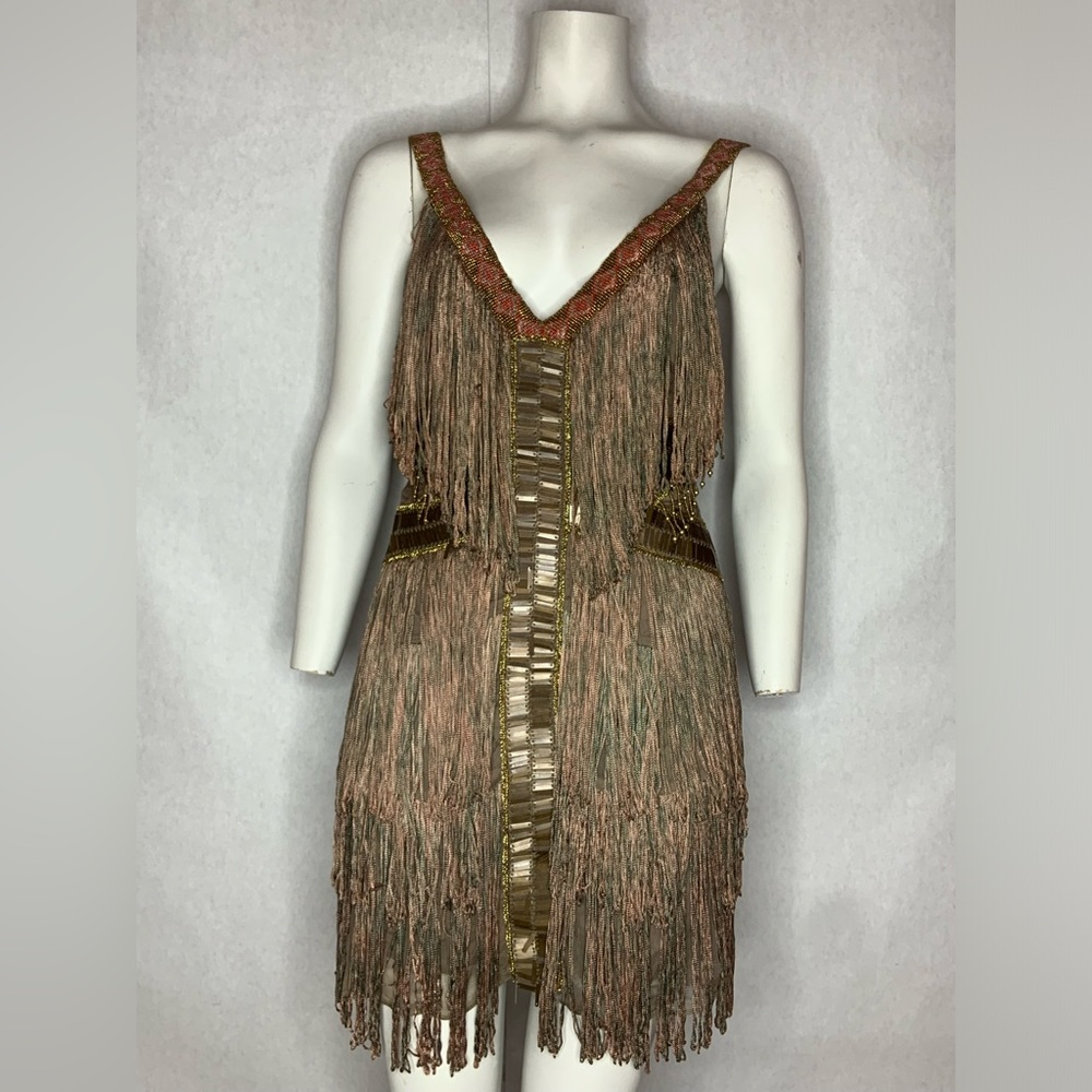 Free People rose gold fringe dress